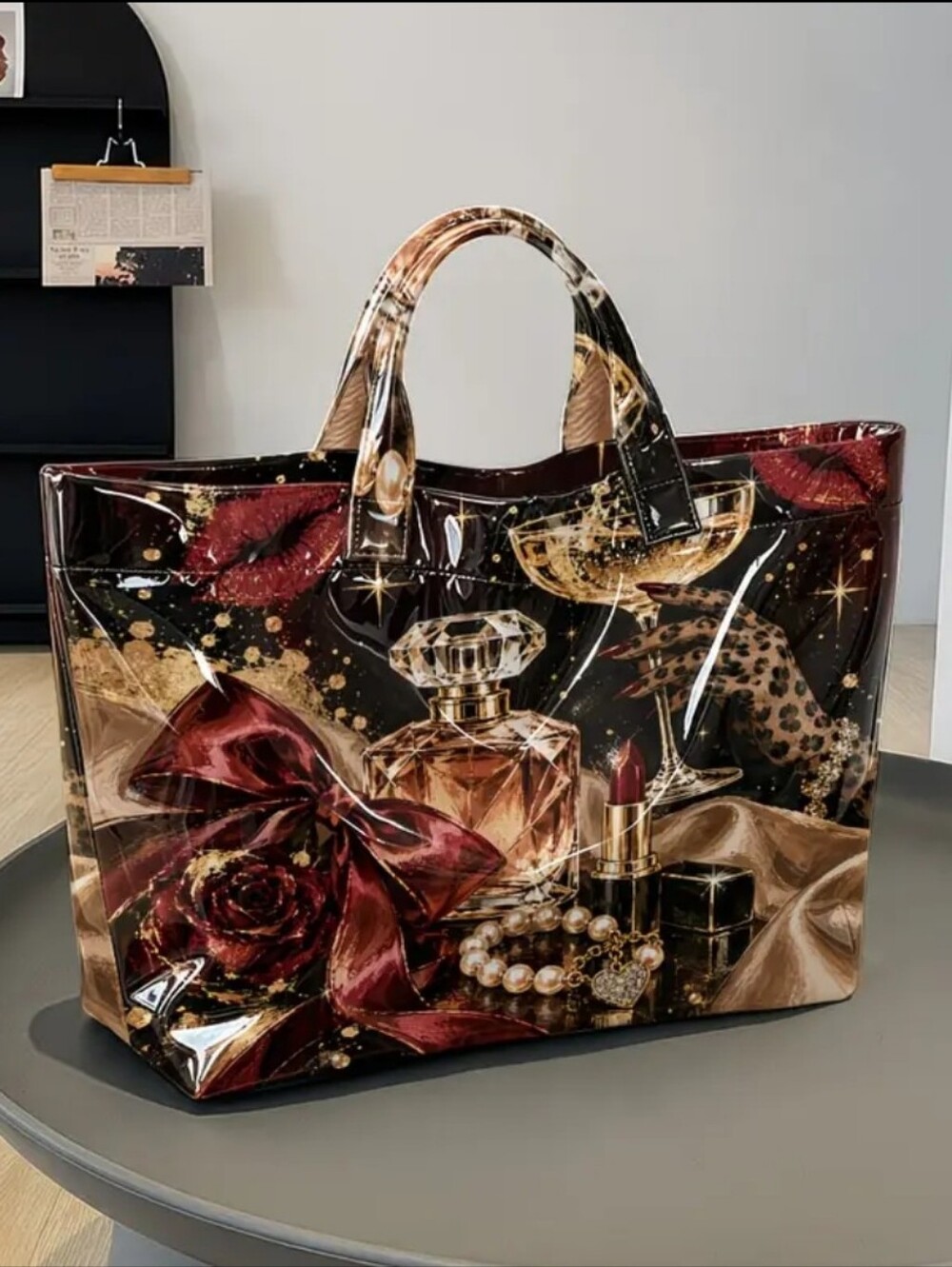 Beautiful Glamour Perfume PVC Glossy Tote Large
